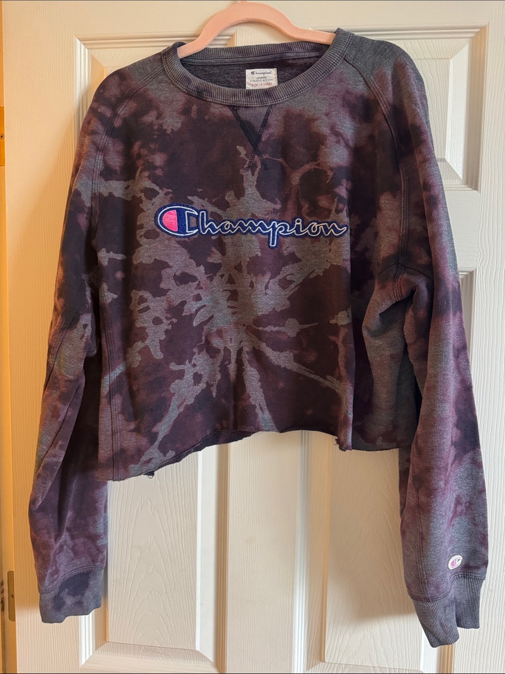 Authentic Champion Tie-Dye Purple Cropped Sweatshirt